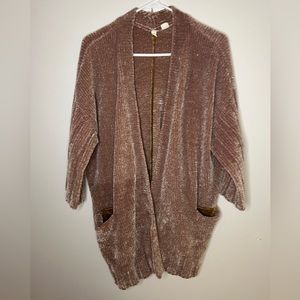 Anthropologie Moth Pink Chenille Knit Oversized Cardigan